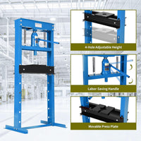 Garvee 20 Ton Hydraulic Press, Heavy Duty H-Frame Floor Shop Press with Adjustable Worktable for Auto Bending & Stamping, Blue