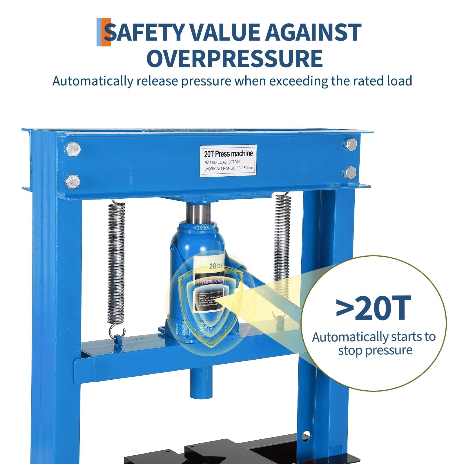 Garvee 20 Ton Hydraulic Press, Heavy Duty H-Frame Floor Shop Press with Adjustable Worktable for Auto Bending & Stamping, Blue