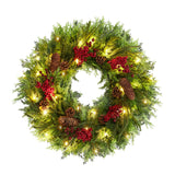 Garvee 22 Inch Christmas Wreath for Front Door, Artificial Christmas Wreath with Pine Cone and Berries, Natural Cypress Christmas Wreath, Christmas Decorations for Home Holiday Party