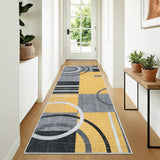 Garvee Modern Yellow 2x6 Washable Runner Rug Modern Abstract Geometric Non-Slip Stain-Resistant 100% Polyester Low Pile Durable for Hallway Kitchen Bedroom - Yellow