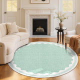 Garvee Modern Green 6'-Round Scalloped Round Rugs, Non-Slip, Washable, Ultra-Soft Polyester, Foldable, Low-Pile, Bedroom & Living Room - Green