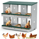 Garvee Chicken Nesting Box 6 Holes Heavy Duty Galvanized Steel Two-Tier Ventilated Dry Bedding Easy Assembly for Chicken Coop - Green