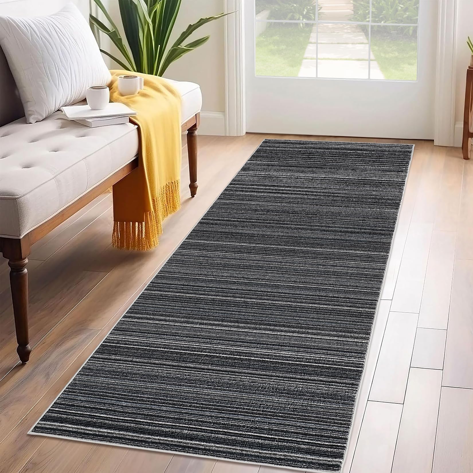 Garvee Striped Runner Rug 2x6 Non-Slip Washable Polyester Durable ...