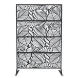 Garvee Metal Privacy Screen with Rust-Proof Scroll Design, Snap-Together Installation, Powder-Coated Steel, Weather-Resistant, Black, for Garden & Patio - Leaf