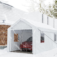 Garvee 13' X 20' Heavy-Duty Carport with Detachable Sidewalls, Front & Rear Doors, Sandbags for Cars, Boats, Trucks & Motorcycles, White