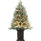 Garvee 3ft Pre-Lit Artificial Christmas Tree with 78 LED Lights, Battery Operated Timer, Snowflake & Berry Decor, Sturdy Base, Indoor Holiday Decor - X Base-8 Light Modes-1 Pack