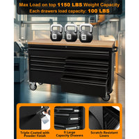 Garvee 9-Drawer Large Rolling Tool Chest, 61" Mobile Tool Storage Cabinet with Wheels and Wood Top, Garage Tool Box Organizer with Anti-Slip Liner for Warehouse, Workshop
