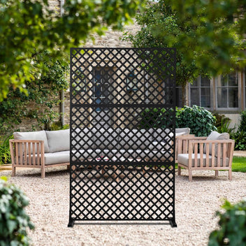 Garvee 44"x72" Freestanding Metal Privacy Screen in Rust-Resistant Design, 3-Panel for Balcony, Patio and Garden Divider