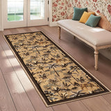 Garvee Brown Tiger 2x6 Washable Rug Tropical Jungle Plant Non-Slip Low Pile Stain Resistant Non-Shedding Camel Hallway Kitchen Entryway - Brown