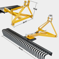 Garvee Landscape Rake for Tractor 60" Wide Coverage Hard Stainless Steel Tines 3-Point Hitch Easy Install Lawn and Garden，Rake Gravel Driveway