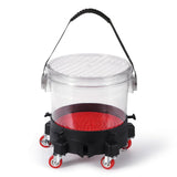 Garvee 4 Gallon Car Wash Bucket Kit with Grit Trap & 5-Caster Dolly, Heavy-Duty PP, Rubber Handle & Lid, Adjustable Fit 9-11.5", Professional Auto Detailing - Clear+Black
