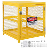 Garvee Lockable Hazardous Storage Cabinet for 4 Propane Cylinders - Heavy-Duty 1.4mm Powder-Coated Steel - Anti-Slip Guardrails, Stainless Steel Lock - 2-Tier Workshop Storage - 31x30x35 Inch - OSHA Compliant