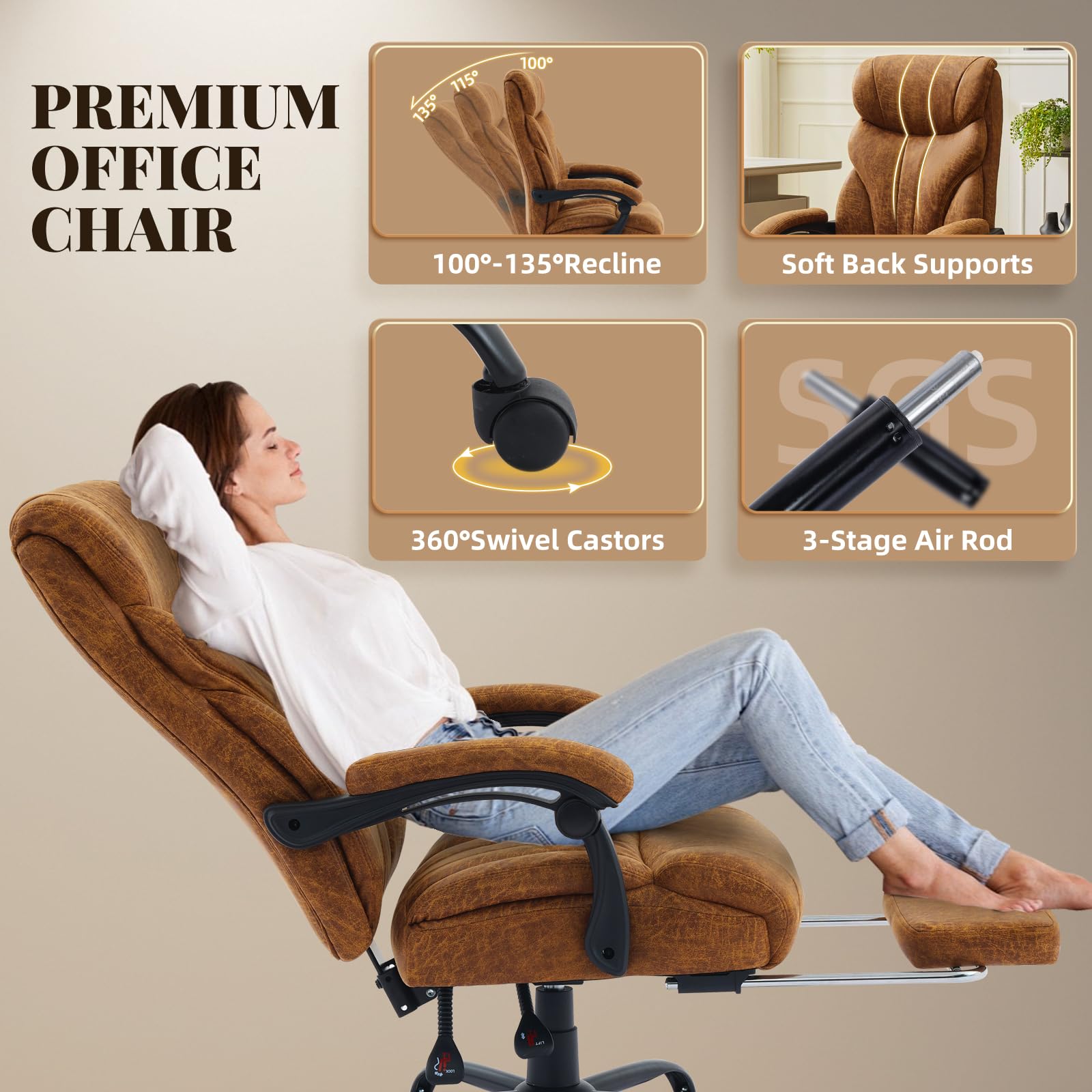 Garvee Big and Tall Office Chair 500 LBS Capacity with Footrest