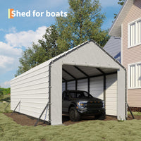 Garvee 13'x26'x11' Enclosed Oversized Metal Carport, Steel Heavy Duty Carport for All-Weather, Permanent Shelter for Full-Size Pickup Trucks, Boats, and Tractors, N.W. 1,000 Lbs