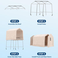 Garvee 7x10FT Outdoor Portable Storage Shed with Roll-Up Door & Vent, 240G Heavy-Duty Shelter Waterproof PE Tarp, UV-Resistant Storage Sheds for Motorcycle, Firewood, Garden and Tools