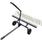 Garvee 60" Tow Behind Dethatcher with 24 Steel Tines, Pneumatic Tires, Alloy Steel, Lift Handle, Pin Hitch for Lawn Tractor, Garden and Farm Use