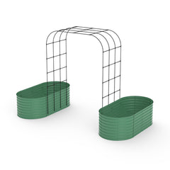 Garvee Galvanized Raised Garden Bed with 96" Vertical Arch Trellis - Rust-Resistant, Expandable Trellis - Steel, Plant Clips, Drainage Netting - Outdoor Garden, Patio, Green - Green