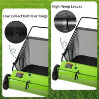 Garvee Light Green 21-Inch Push Lawn Sweeper with 3.5 Cu. Ft. Bag, 4 Spinning Brushes, Adjustable Height, Steel Frame, Rubber Wheels, for Grass & Leaves