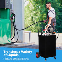 Garvee 30 Gallon Heavy Duty Portable Fuel Caddy with Manual Pump – 4-Wheel All-Terrain Gas & Fuel Transfer Tank with Brakes – Durable Storage for Vehicles, Tractors, Boats, Outdoor Equipment – Reinforced Rib Model, Black Powder Coating, 2026 Model