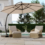 Garvee Outdoor Large Round Aluminum Offset Umbrella with 360° Rotation & Infinite Tilt, 220g Polyester Fabric, Heavy-Duty Base Included, Rust-Resistant, Patio & Poolside - Khaki