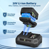 Garvee Leaf Blower Cordless Brushless- 20V Electric Leaf Blower 700CFM & 2 Speed Modes with Charger, 1*4.0Ah Battery Powered for Lawn Care,Green