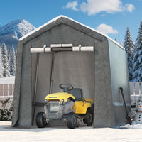 Garvee 7x10FT Outdoor Portable Storage Shed with Roll-Up Door & Vent, 240G Heavy-Duty Shelter Waterproof PE Tarp, UV-Resistant Storage Sheds for Motorcycle, Firewood, Garden and Tools, Gray