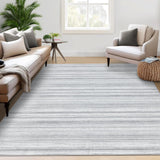Garvee Large 10x13 Machine Washable Area Rug - Modern Berber Stripe, Ultra Soft Low Pile, Durable Reinforced Edges, Non-Slip Rubber Backing, Neutral Grey for Living Room - Gray