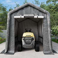 Garvee 7x12FT Gray Outdoor Portable Storage Shed with Roll-Up Door & Vent, 240G Heavy-Duty Shelter Waterproof PE Tarp, UV-Resistant Storage Sheds for Motorcycle, Firewood, Garden and Tools