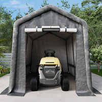 Garvee 7x10FT Outdoor Portable Storage Shed with Roll-Up Door & Vent, 240G Heavy-Duty Shelter Waterproof PE Tarp, UV-Resistant Storage Sheds for Motorcycle, Firewood, Garden and Tools, Gray