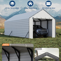 Garvee 13'x26'x11' Enclosed Oversized Metal Carport, Steel Heavy Duty Carport for All-Weather, Permanent Shelter for Full-Size Pickup Trucks, Boats, and Tractors, N.W. 1,000 Lbs