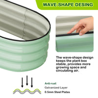 Garvee Oval Raised Garden Bed 4.5x2x1.5ft Galvanized Steel Double-Layer Corrosion Resistant Tool-Free Assembly with Rubber Edge for Outdoor Garden