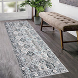 Garvee Area Rug, Rugs for Living Room，Washable Vintage Rug, Non-Slip Low Pile Throw Soft Rugs with Rubber Backing, Washable Rugs, Kitchen Rugs,Vintage Rugs,Washable Rug, Carpet for Dining Room Living Room. - Gray Green