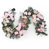 Garvee Christmas Garland with Lights, Holiday Accent Door Garland with Pink Bows & Colorful Balls, Pine Cones & Pine Needles, Christmas Decorations for Indoor Outdoor Gatherings Parties