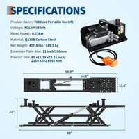 Garvee Portable Car Lift 7000 LBS Capacity, Heavy Duty Portable Scissor Lift for Cars & Trucks, 26.8" Max Lifting Height, 120V Power Unit, Foldable Auto Lift with Safety Lock for Garage Repair