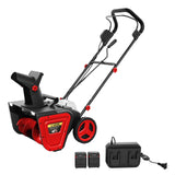 Garvee Cordless 20-Inch 20V Snow Blower with 4.0Ah Battery, 25 Ft Throw Distance, 180° Adjustable Chute, Lightweight & All-Terrain Tires, Safety Trigger, Driveway & Lawn Use - Red
