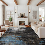 Garvee Large Area Rugs 10x13 Abstract Neutral Carpet, Non-Shedding, Machine Washable, Pearl Velvet, Non-Slip Backing, Low Pile, Grey Brown, Indoor Living Room - Gray-Brown