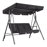 Garvee Outdoor Porch Swing Chair 3-Seat Glider with Adjustable Waterproof Canopy, Thick Cushions, Steel Frame, Non-Slip Pads for Backyard Garden - Black
