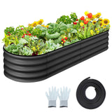 Garvee Oval Raised Garden Bed 4.5x2x1.5 FT Galvanized Metal, Tool-Free Assembly, Anti-Rust Double Layer, Open Bottom Drainage, Gray for Outdoor Gardening - Gray