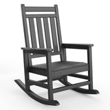Garvee HDPE Adirondack Rocking Chair, Weatherproof Porch Rocker with Wide Armrests, Black - Black