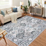 Garvee Area Rug, Rugs for Living Room，Washable Vintage Rug, Non-Slip Low Pile Throw Soft Rugs with Rubber Backing, Washable Rugs, Kitchen Rugs,Vintage Rugs,Washable Rug, Carpet for Dining Room Living Room. - Gray Green