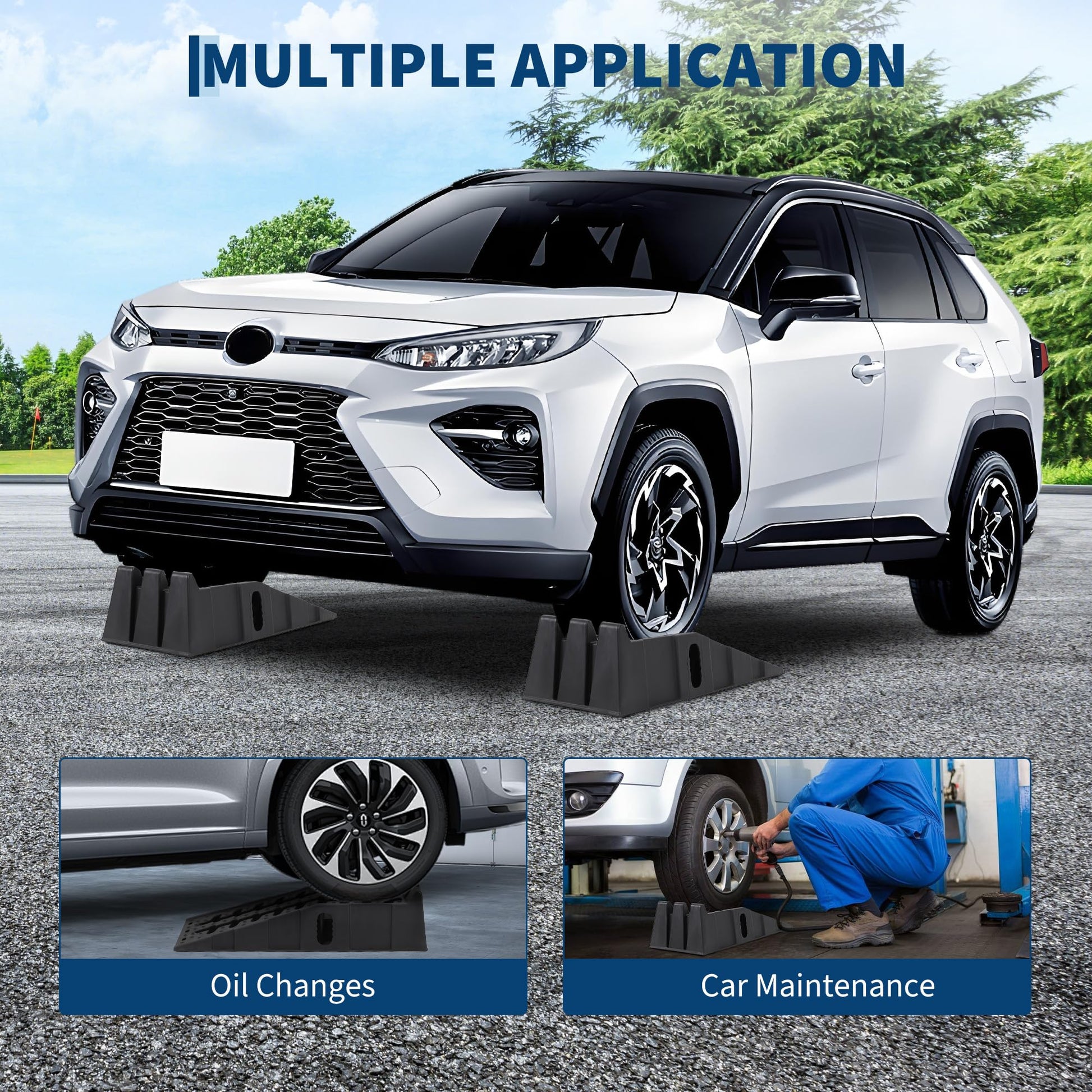 GARVEE car ramps multiple application image for oil changes and car maintenance