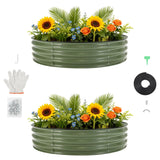 Garvee Durable Galvanized Metal Raised Garden Bed Kit - 4x4x1Ft Oval Planter Box with Open Base for Vegetables, Flowers, Herbs & Fruits - Outdoor Planting - Green Color