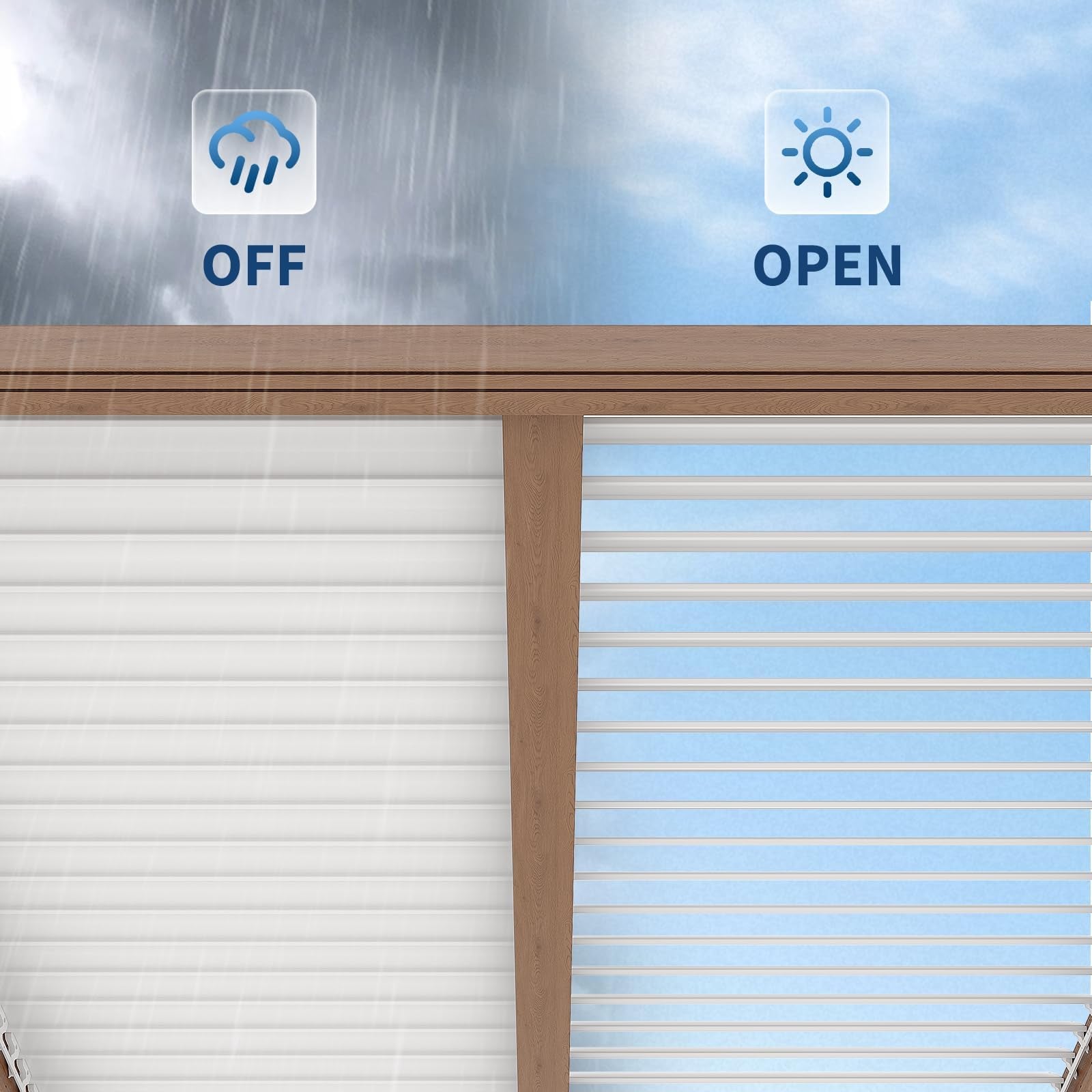 Garvee Adjustable Roof & Integrated Drainage - Aluminum Louvered Pergola Gazebo - Reinforced Frame for Patio, Deck, Backyard, Garden - Durable Outdoor Hardtop Shelter - Wood Grain Color, 10x12FT