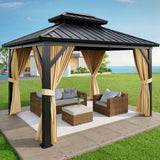 Garvee Outdoor Hardtop Gazebo 10x12 FT Aluminum Frame Double Metal Roof, All-Weather Protection, Durable Netting, Sturdy Steel Legs, Patio Garden Backyard