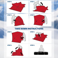 Garvee Insulated Pop-Up Ice Fishing Tent for 3-4 Persons - Portable Windproof Winter Shelter - Durable Ice Shanty, Carry Bag, Zippered Door, Anchors, Rope - Red & Black, 70.8×70.8×77.74 Inch | Winter fishing shelter