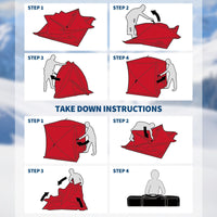 Garvee Insulated Pop-Up Ice Fishing Tent for 5-7 Persons - Portable Spacious Windproof Winter Shelter - Durable 3-Layer, Carry Bag, Zippered Door, Anchors - Red & Black, 141.73×70.8×77.74 Inch | Winter fishing shelter