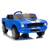 Garvee Ride - P Series: 24V 7AH 2-Seater Ride-On Electric Car Shelby GT350 Licensed Model with Remote Control, 2 Speeds, Safety Belt, LED Lights, Music, Blue for Kids 3+ - Blue