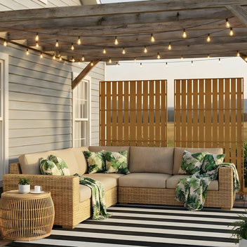 Garvee 70"x47" 3-Panel Metal Outdoor Privacy Screen in Louver Design for Patio, Deck, Balcony, Yard and Garden, Brown