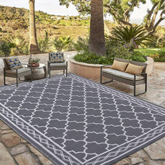 Outdoor Rugs Reversible Waterproof At Plastic Straw Rug Grey White For