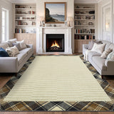 Garvee 10x13 Area Rugs Washable Non-Slip Rugs for Living Room , Modern Soft Low Pile Carpet, Thin Contemporary Accent Throw Rug, Indoor Non-Shedding Design, and Floor Decoration Mat, Beige - Beige